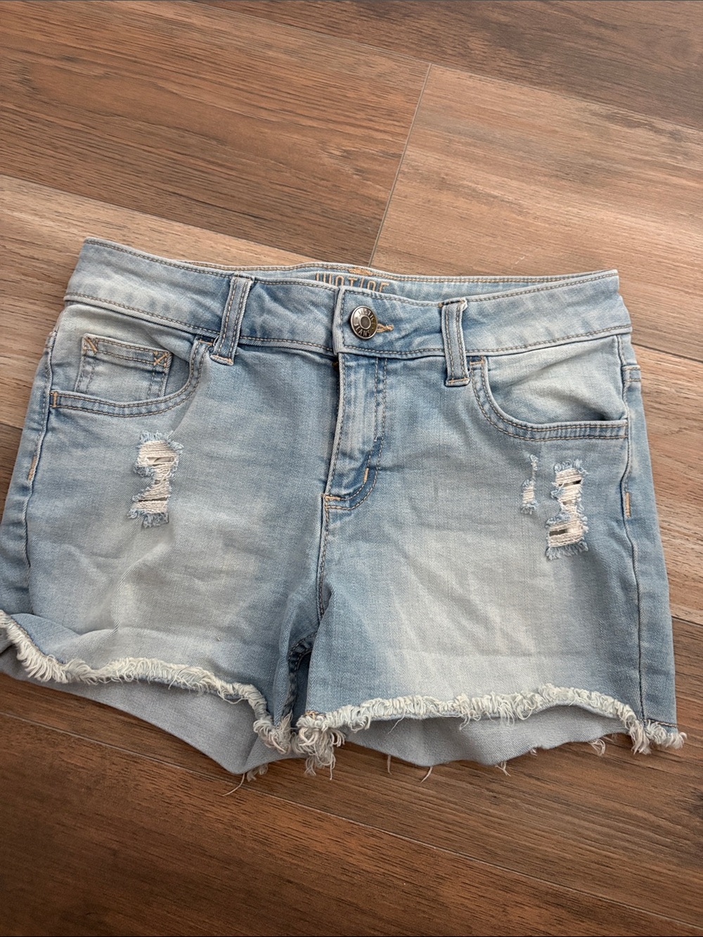 Justice Light Blue Distressed Denim girls Shorts 12